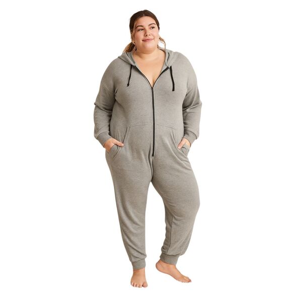 Torrid Plus Size Gray Hooded One Piece Pajamas Skeleton Graphic Lounge NWT - Picture 1 of 5